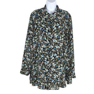 J. Jill Double Layer‎ Shirt Women's XL Floral Long Sleeve Multicolored Flawed